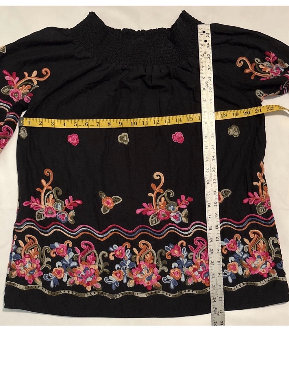 Studio West Black Off-Shoulder Embroidered Tunic - Picture 4 of 13